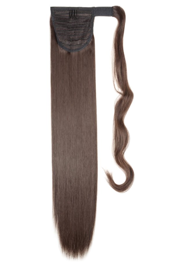 Wrap,Round,Clip,In,Straight,Dark,Brown,Synthetic,Ponytail,Hair